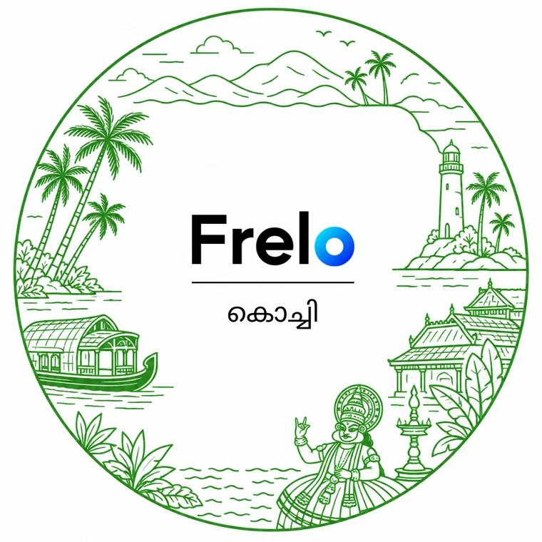 Frelo Kochi chapter logo, the city drawn in line art around the Frelo mark