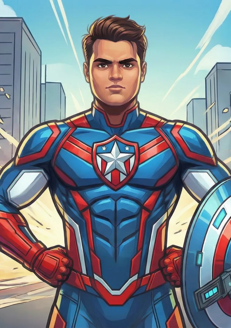 Rupak Shah drawn as a superhero on a Frelo thank-you card
